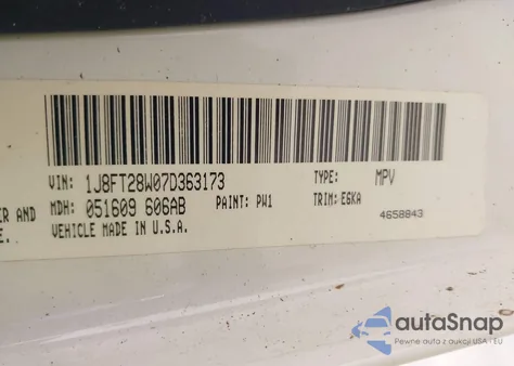 2007 Jeep Patriot Sport z USA, uszkodzony, nr VIN 1J8FT28W07D363173